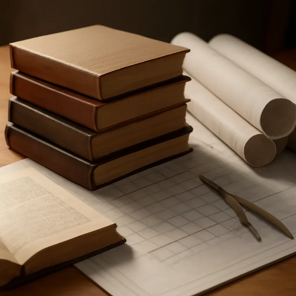 Books contact image with architectural documents