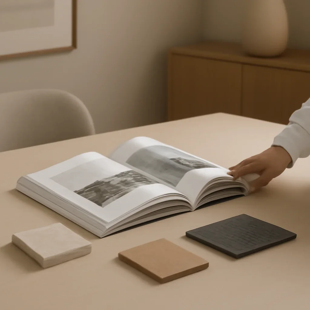 Foundations by Rizzoli consultation image with open book and samples