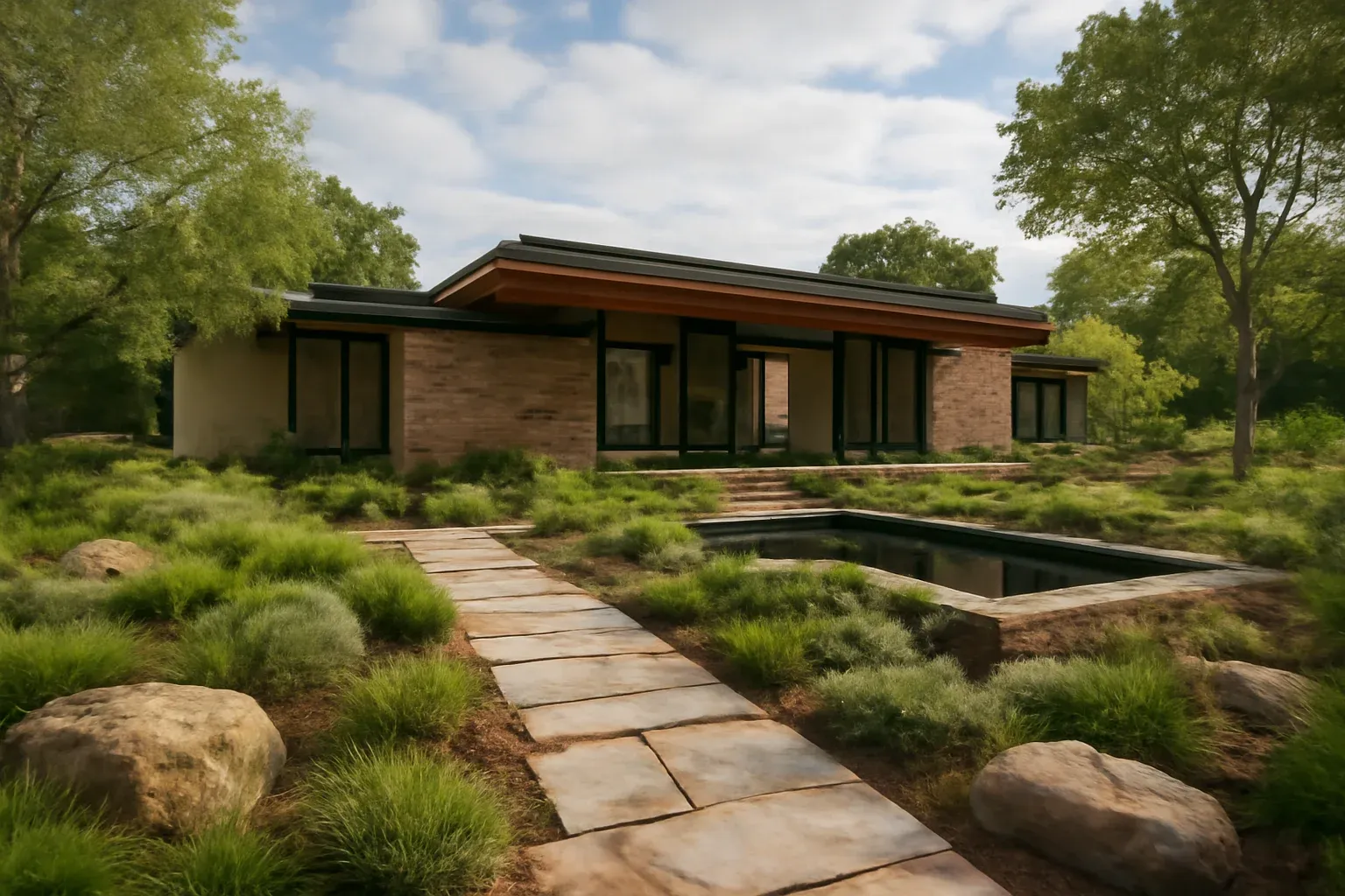 Landscape Integration shown through refined custom residence and landscape