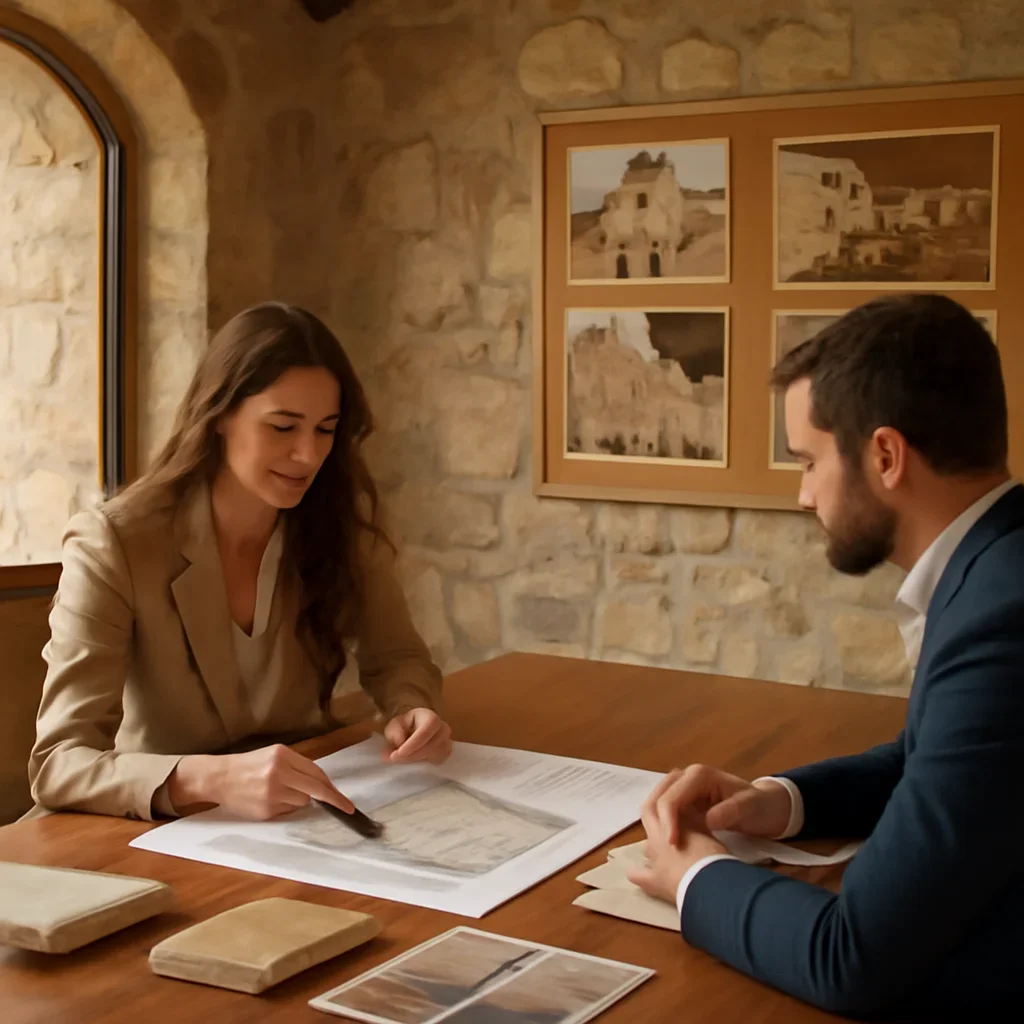 Architectural consultation image tied to stone houses