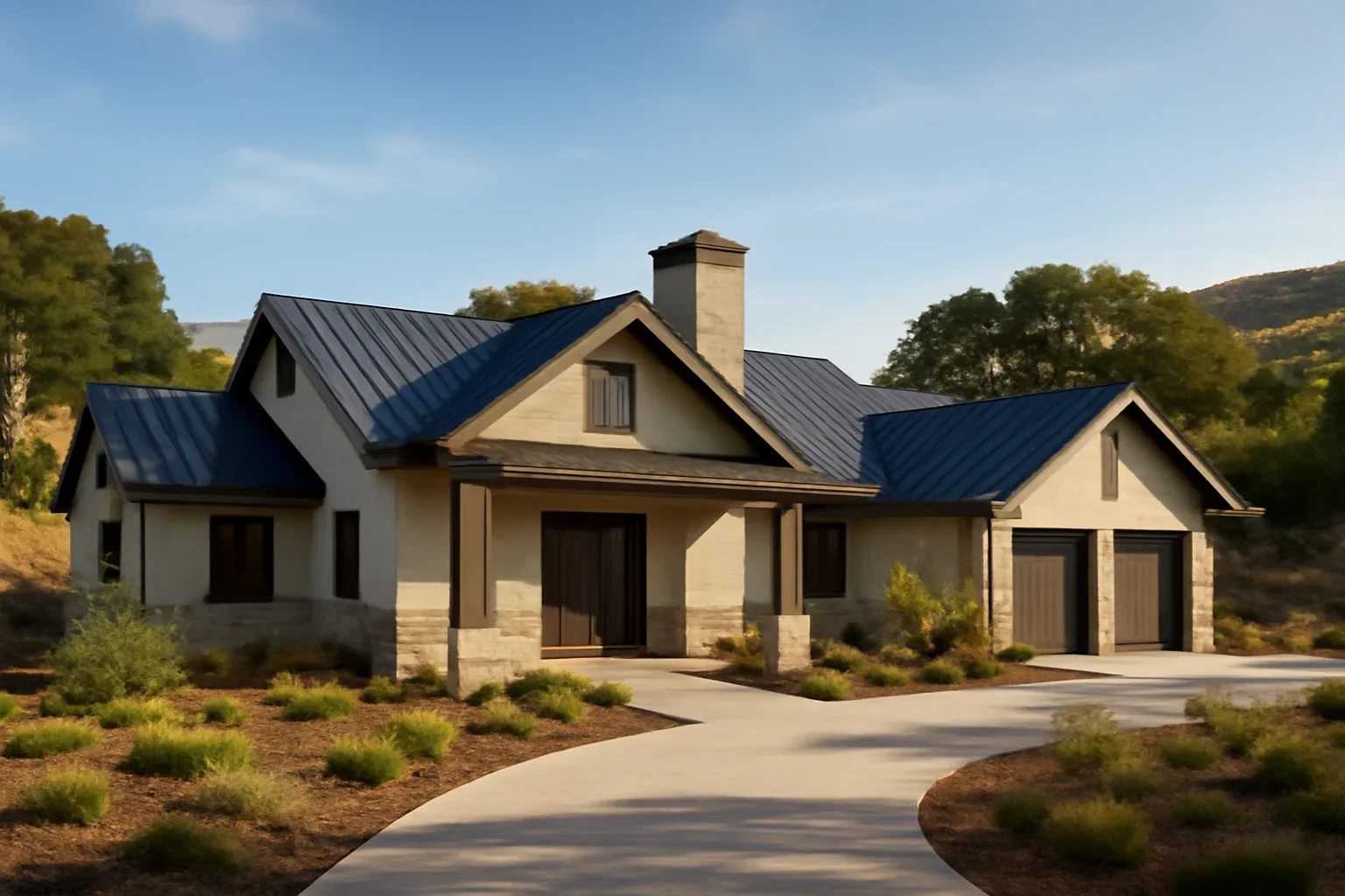 Custom Residential architectural scene in regional setting