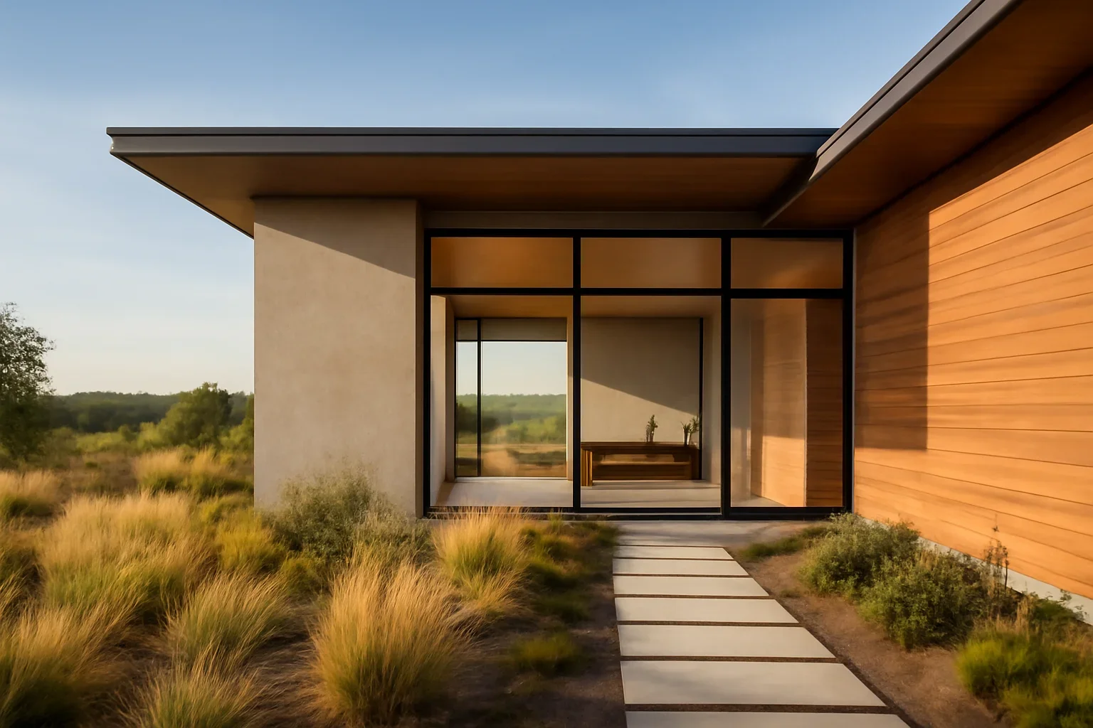 Industries inspiration image showing refined architecture, material detail, and landscape connection