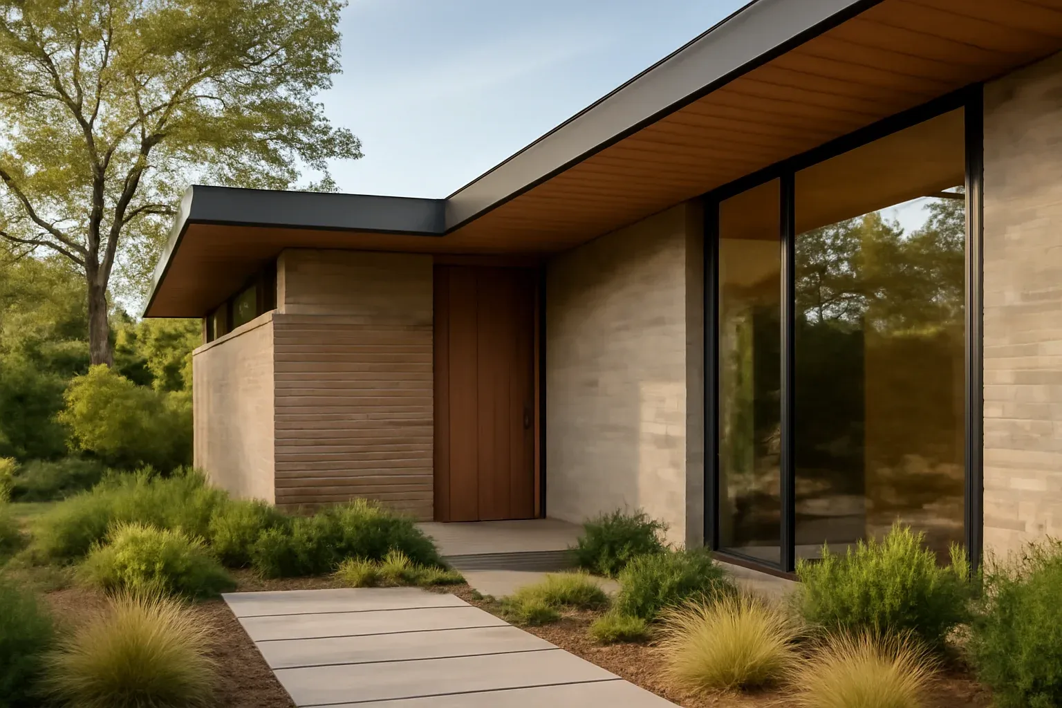 Integrations inspiration image showing refined architecture, material detail, and landscape connection