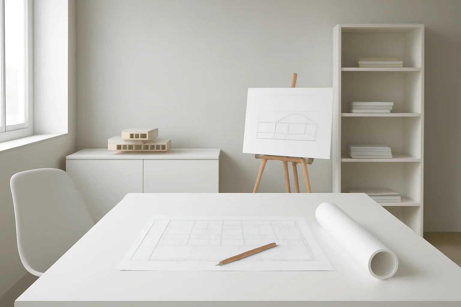 Terms of Use page image with calm architectural office detail