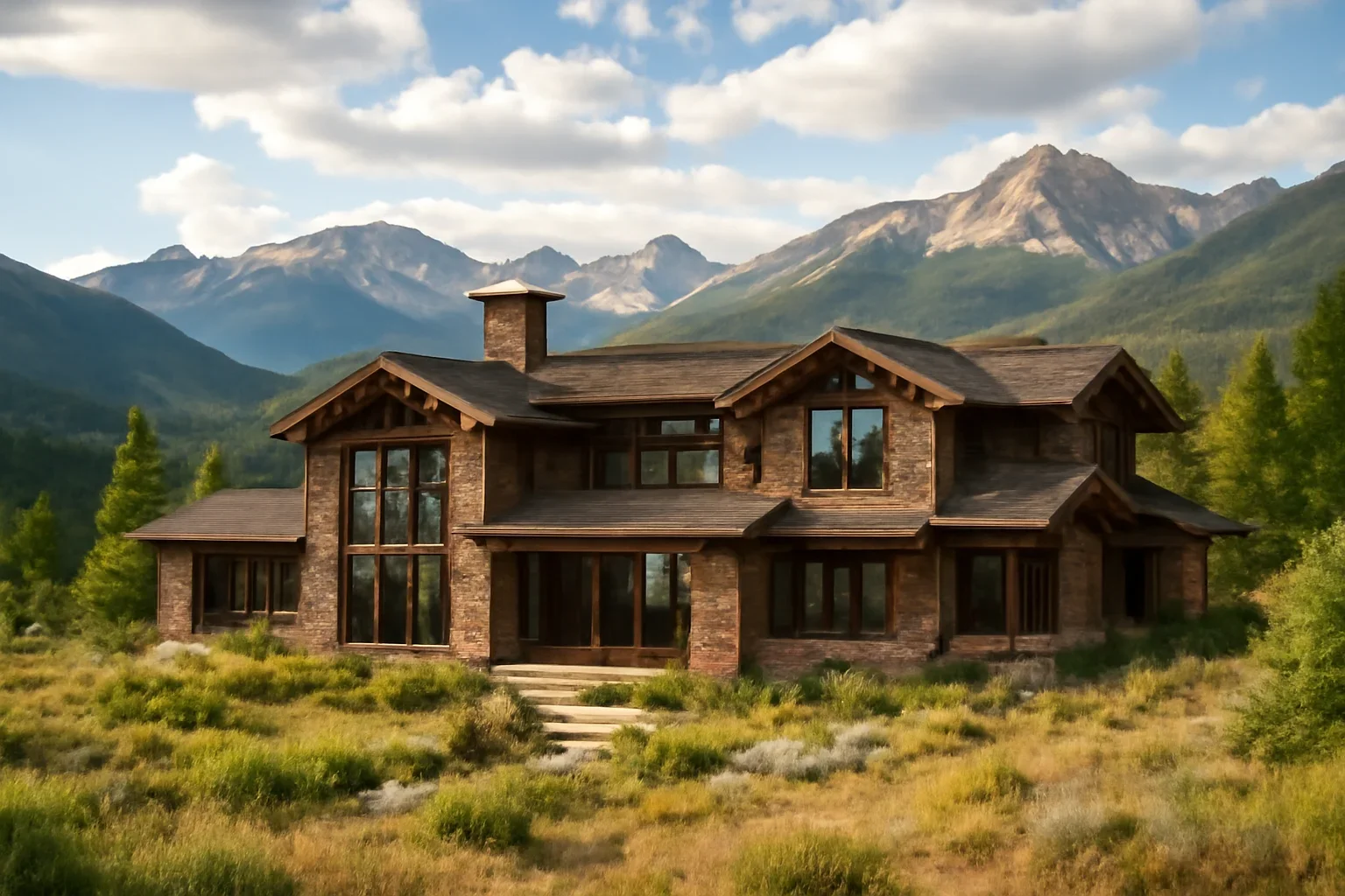 Colorado Rockies landscape and custom home architecture