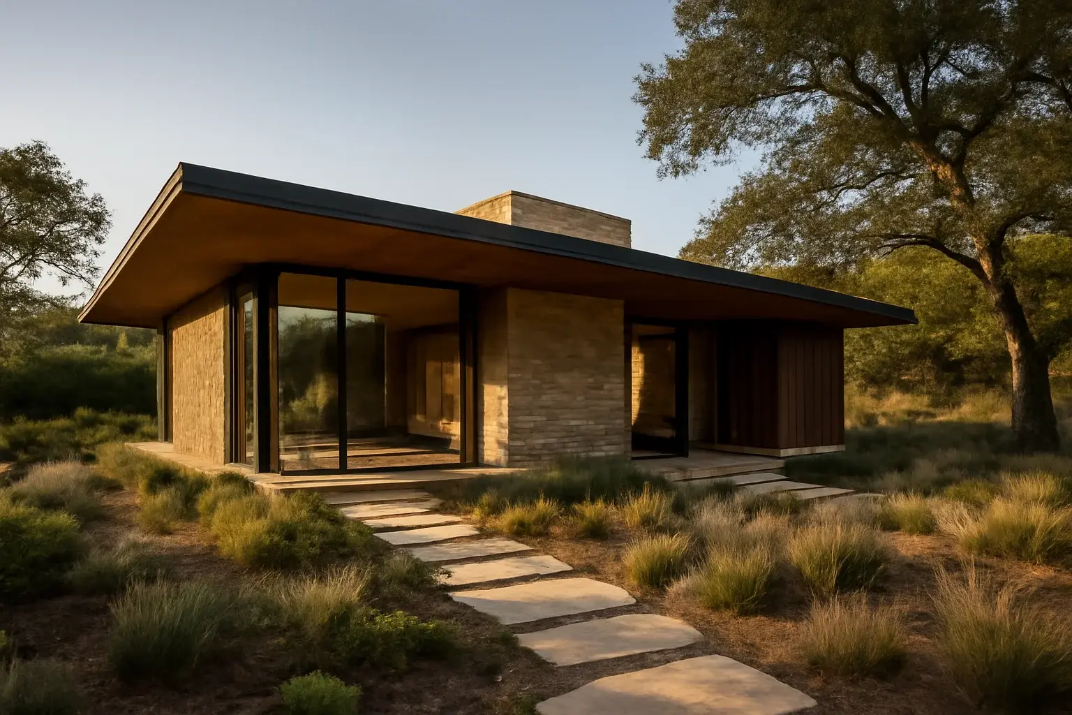 Custom Commercial design-build residence with strong site connection