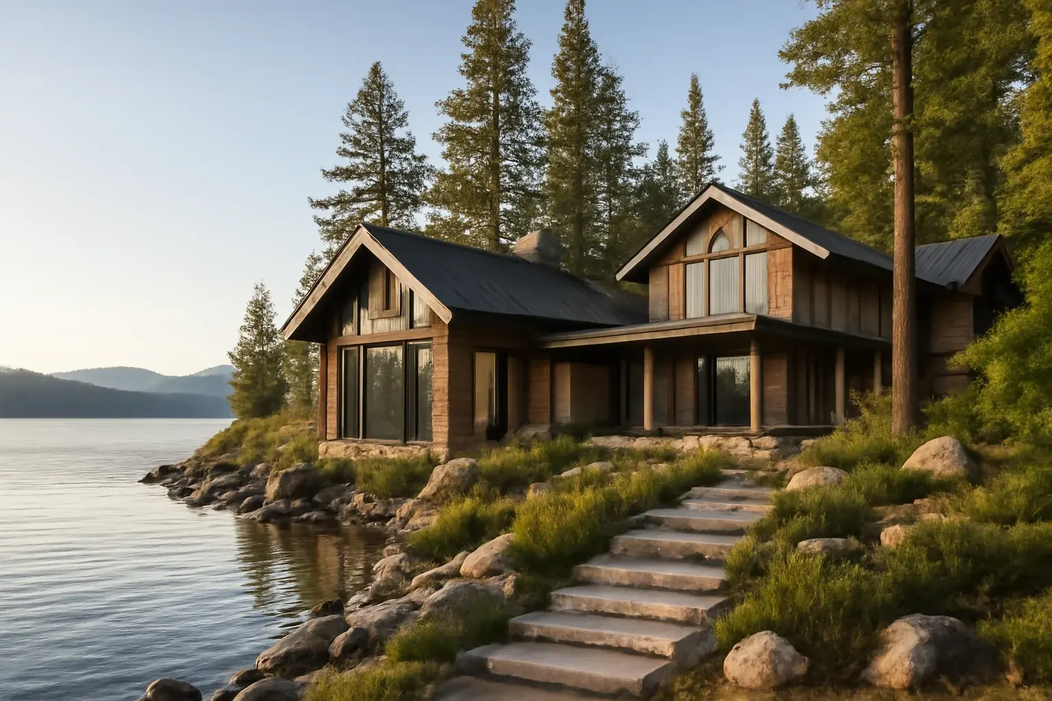 Lake Houses design-build residence with strong site connection
