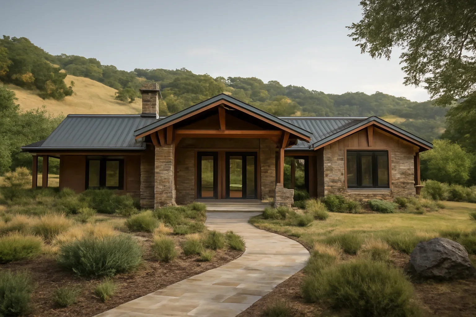 Ranch Homes design-build residence with strong site connection