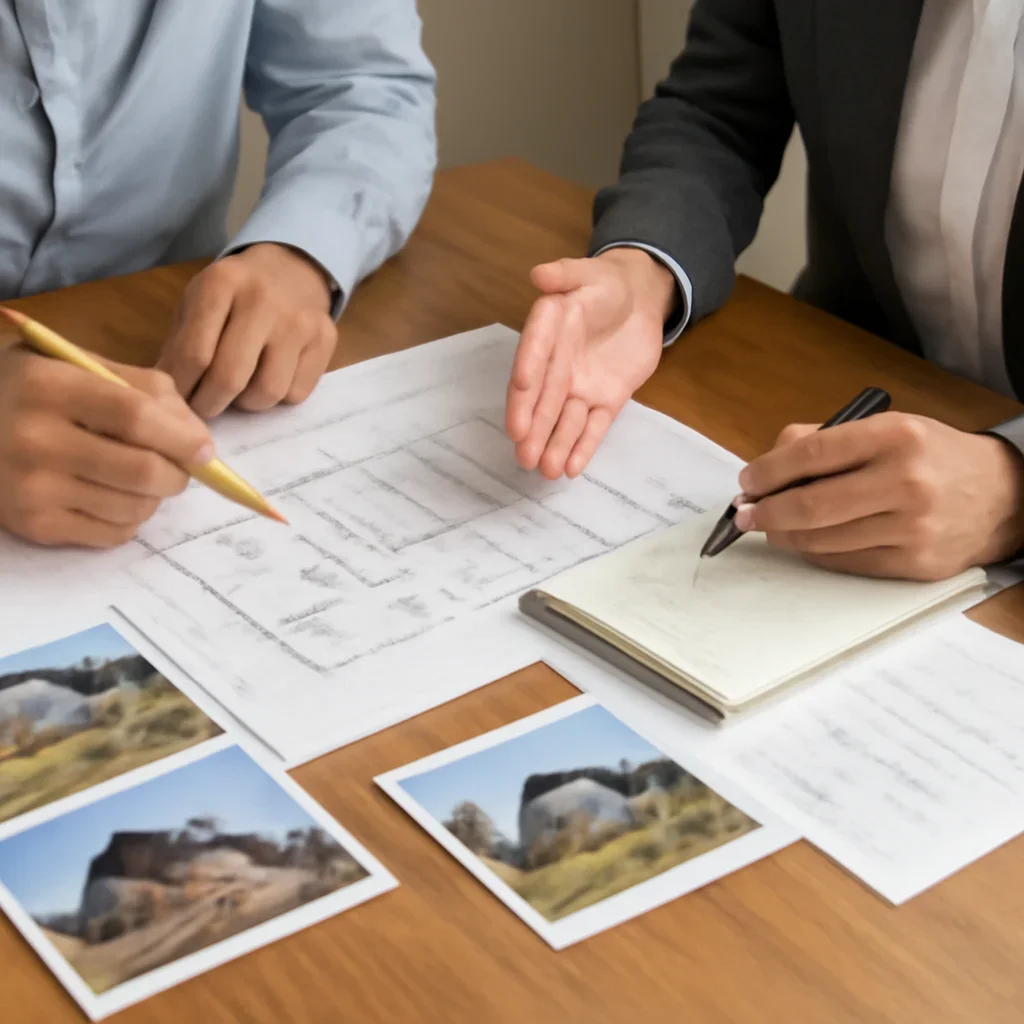 Budget Guide consultation with plans and site photos