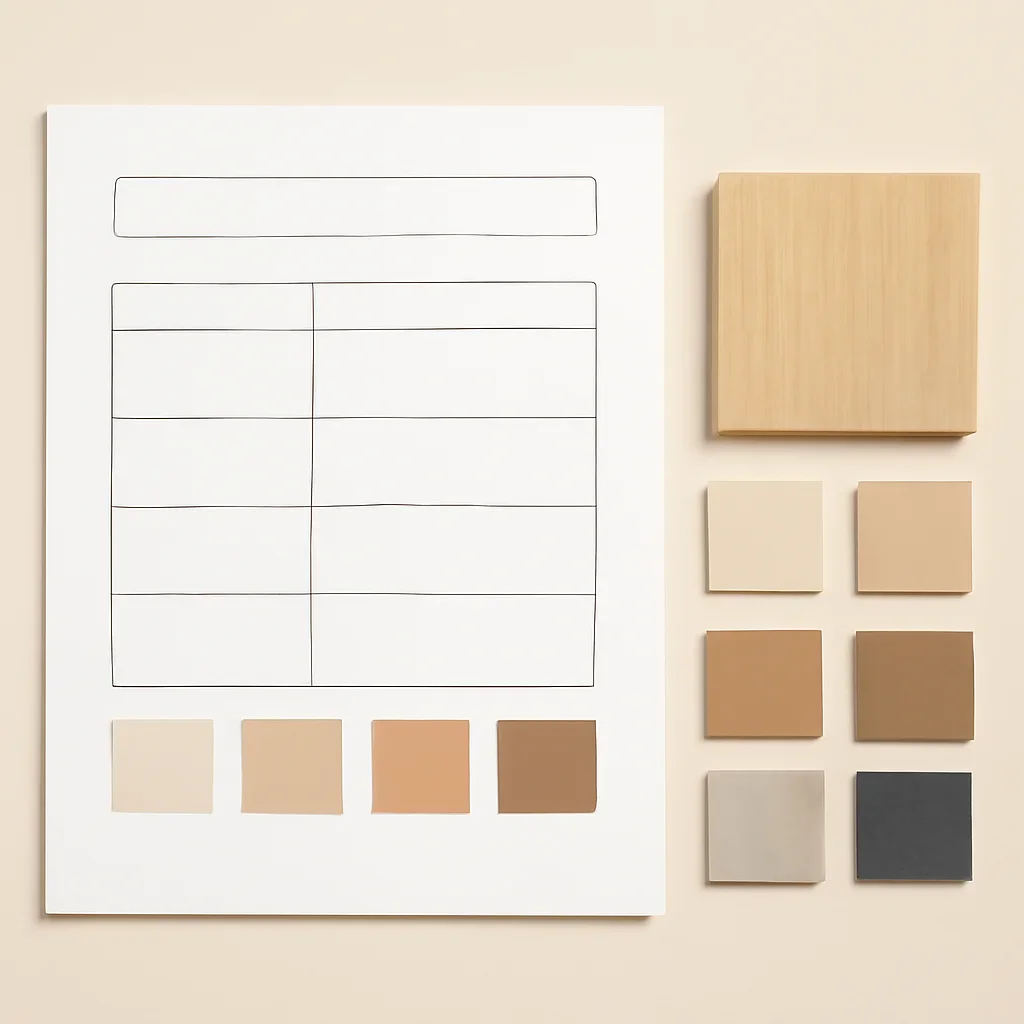 Budget Guide worksheet and material palette