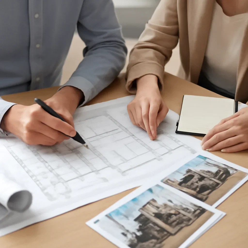 Project Timeline consultation with plans and site photos