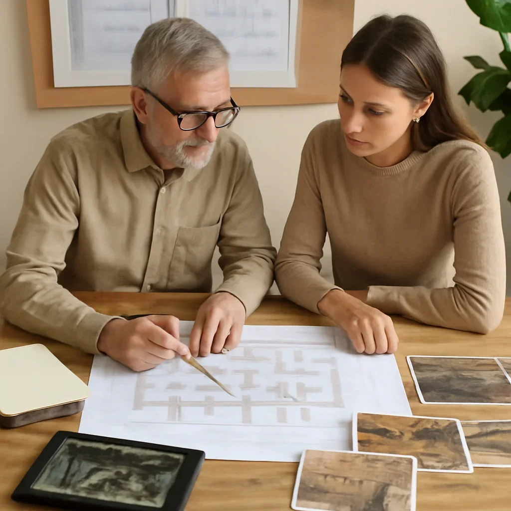 Reclaimed Materials Guide consultation with plans and site photos
