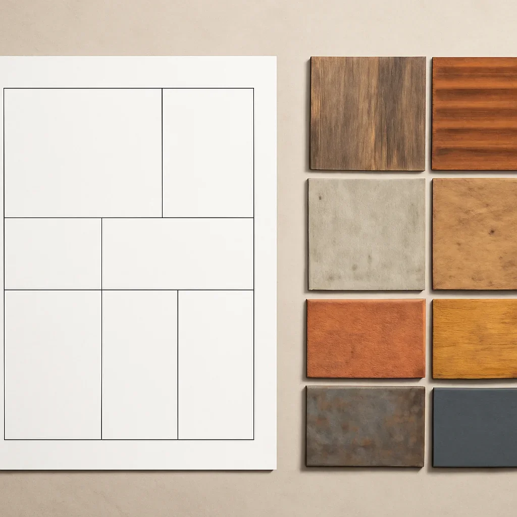 Reclaimed Materials Guide worksheet and material palette