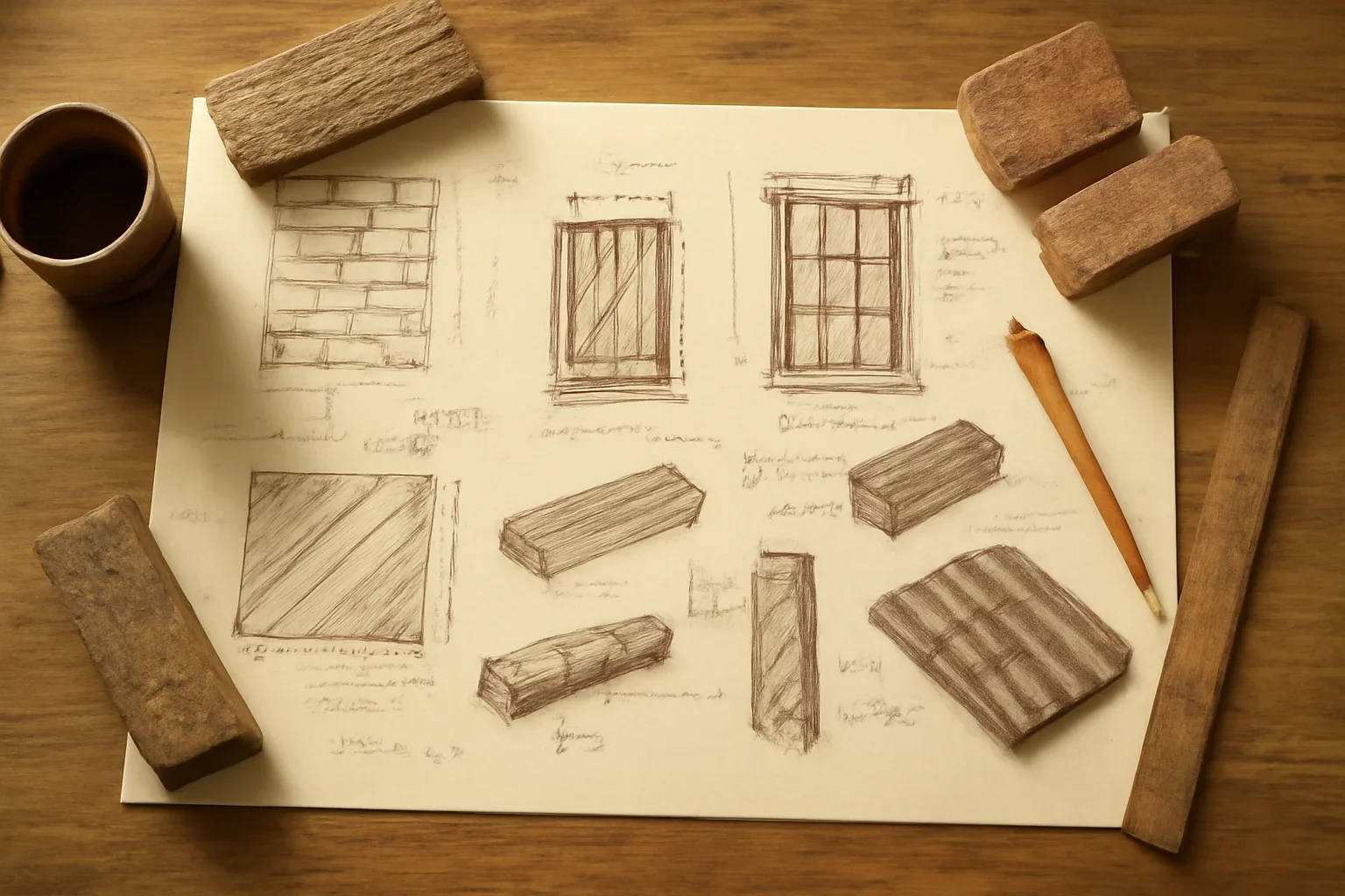 Reclaimed Materials Guide planning image with drawings and notes