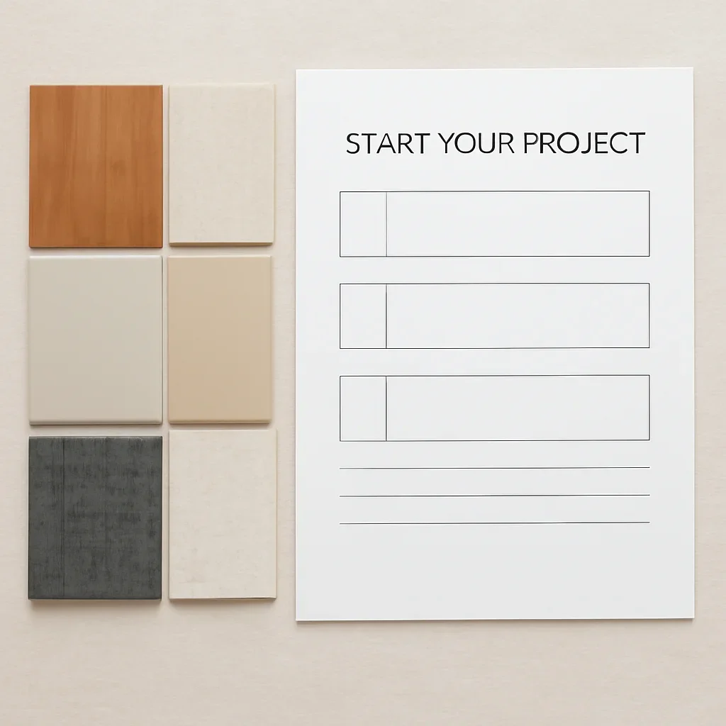 Start Your Project worksheet and material palette